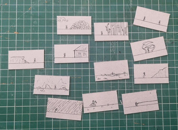 Test tiles made from card.